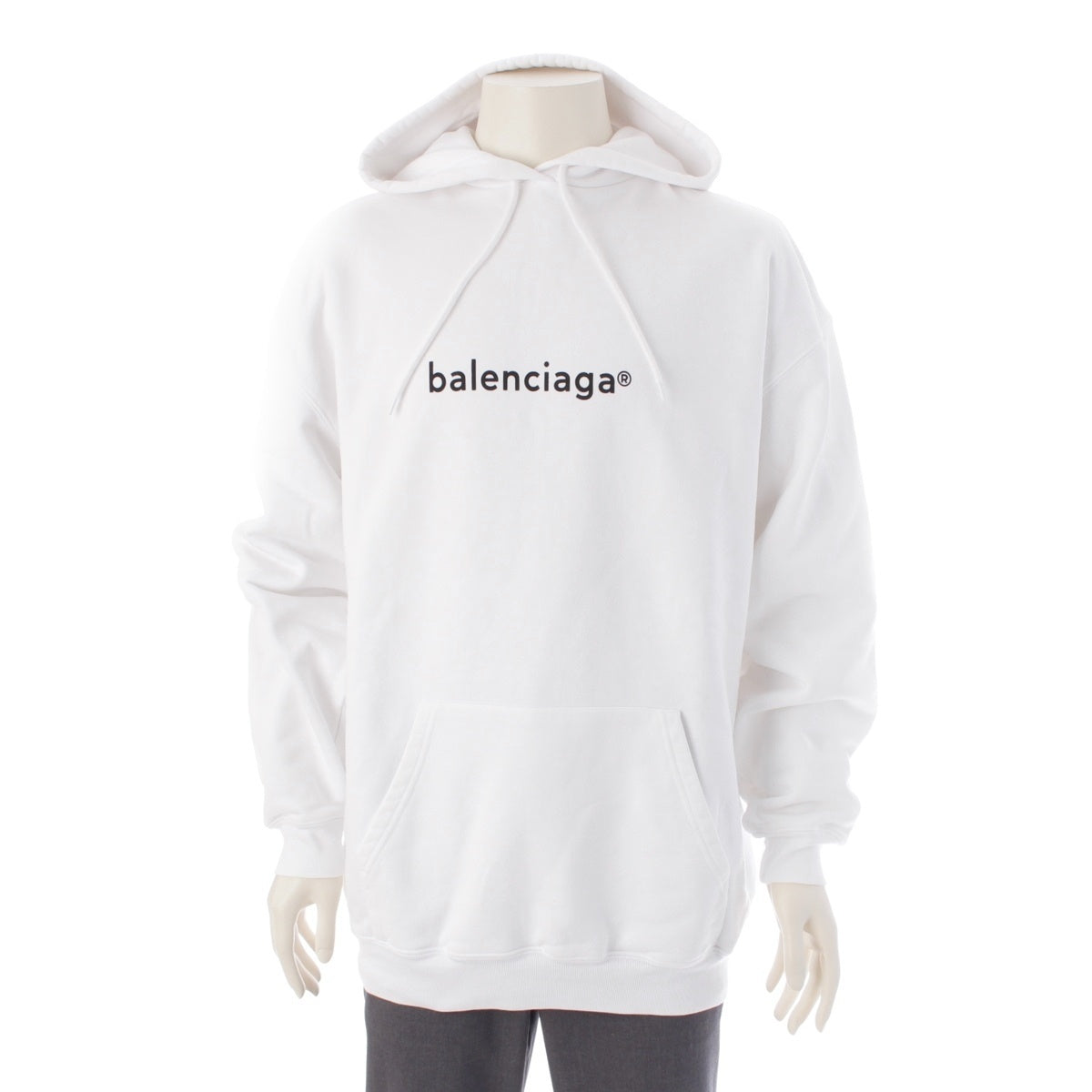 BALENCIAGA cotton Copyright logo hoodie Parker Sweatshirt Long Sleeve 578135  white XS