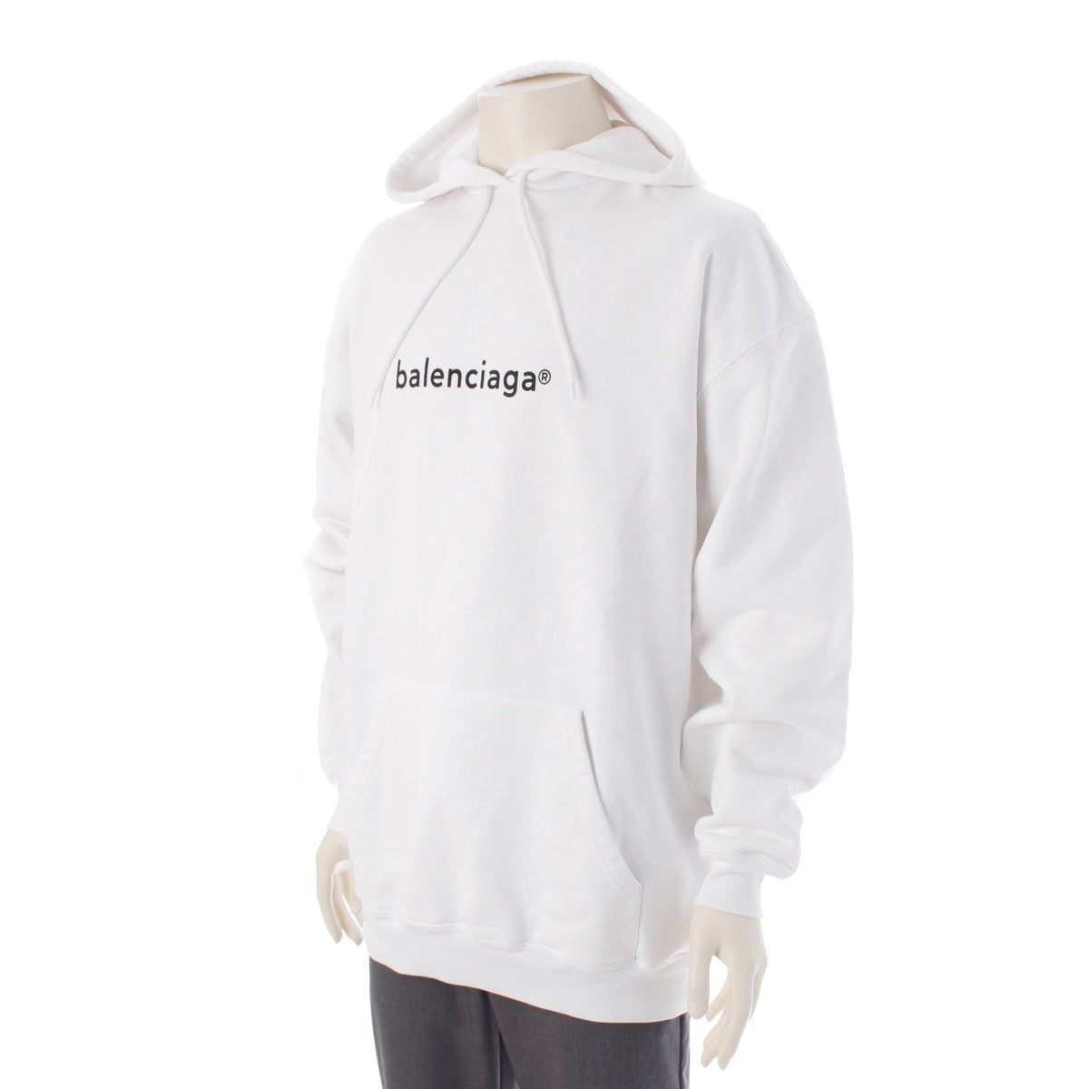 BALENCIAGA cotton Copyright logo hoodie Parker Sweatshirt Long Sleeve 578135  white XS