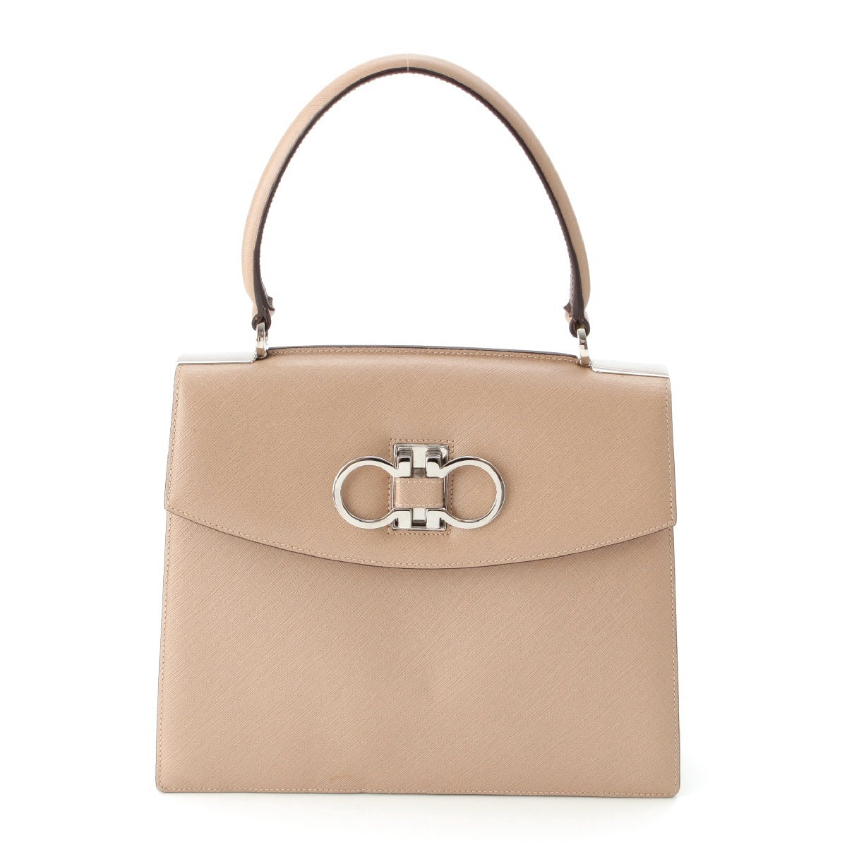 Salvatore Ferragamo leather Gancini top handle Handbag beige