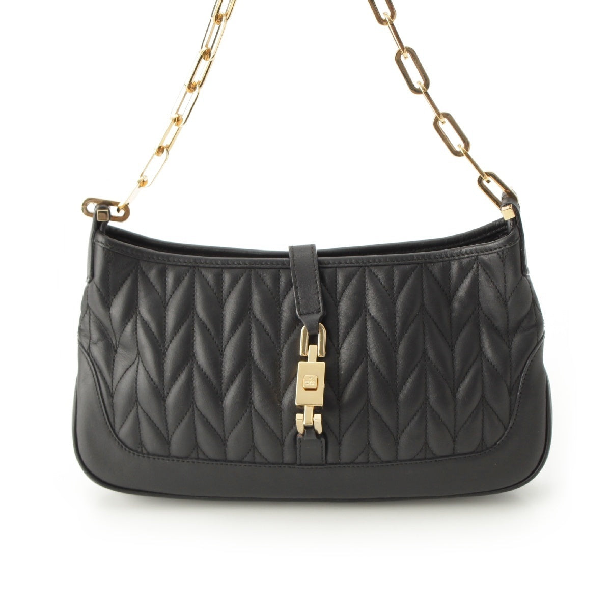 GUCCI Jackie leather Chain Shoulder Bag 001.4032 black