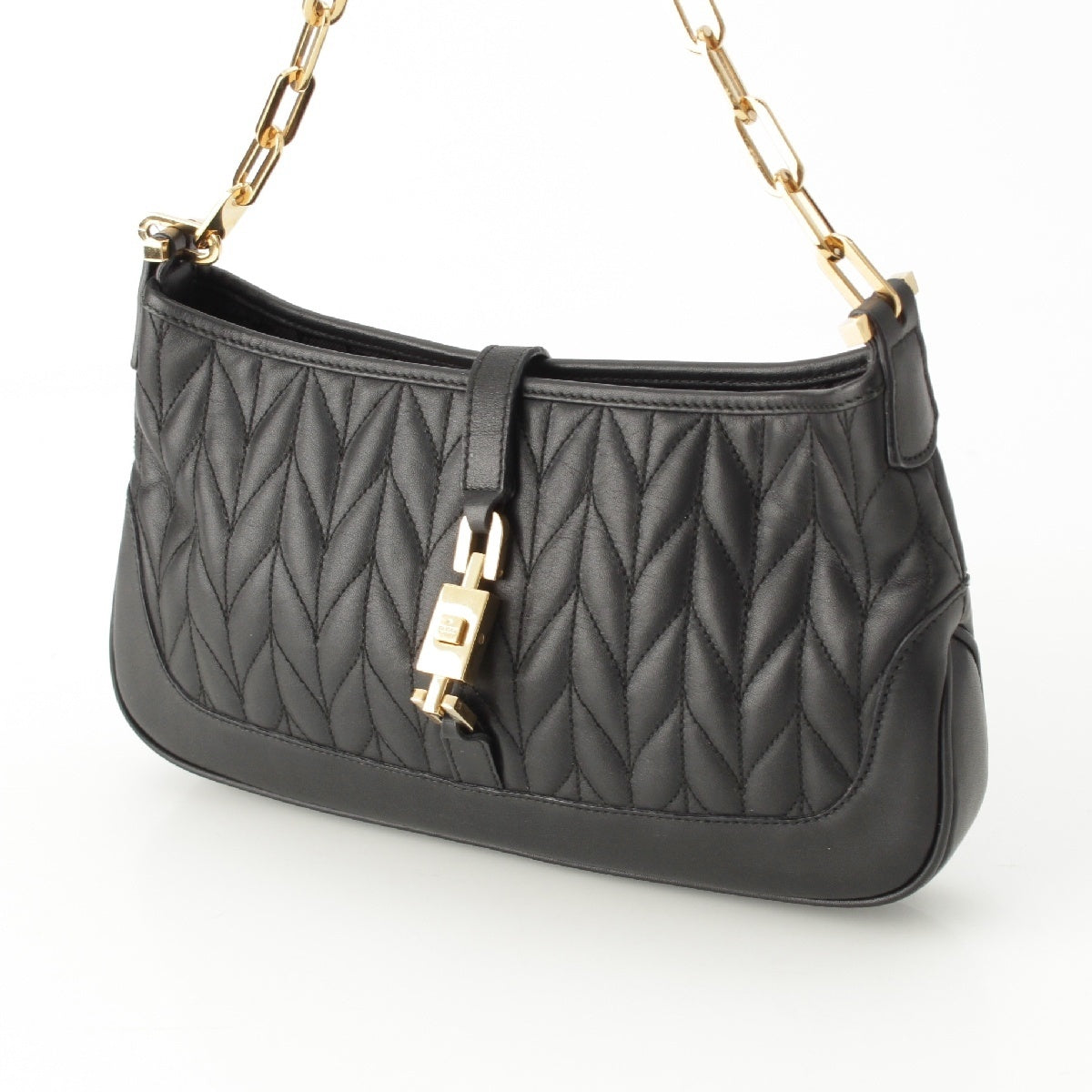GUCCI Jackie leather Chain Shoulder Bag 001.4032 black