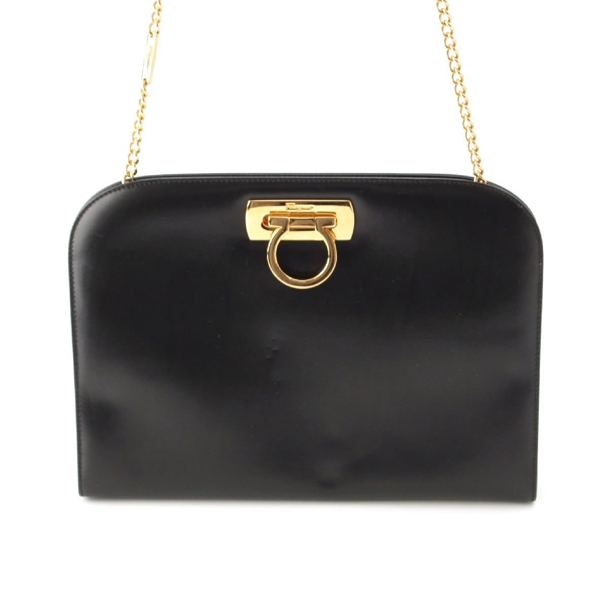 Salvatore Ferragamo leather Gancini Chain Shoulder Bag black