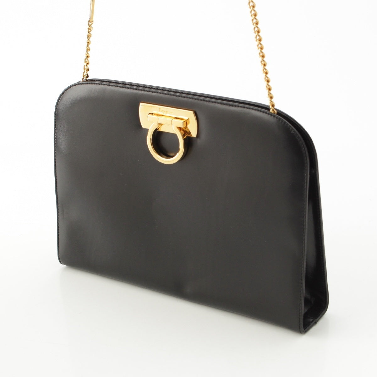 Salvatore Ferragamo leather Gancini Chain Shoulder Bag black