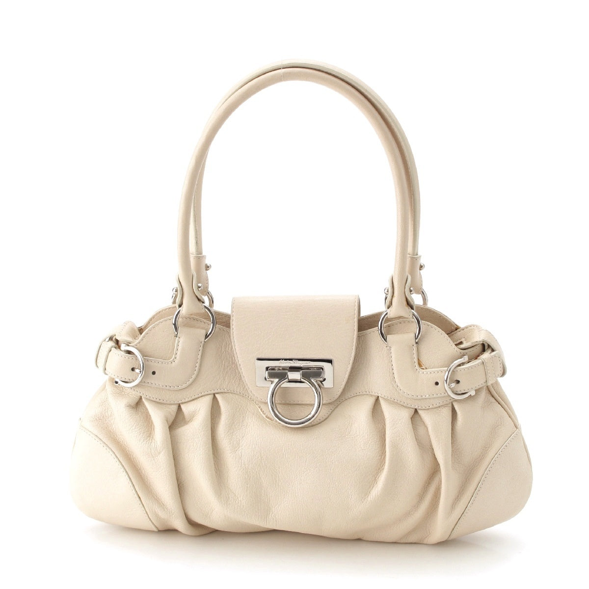 Salvatore Ferragamo leather Gancini Handbag White Ivory
