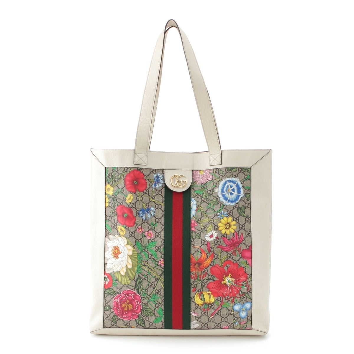 GUCCI GG Supreme Canvas Ophiopogon flower Tote Bag With porch 519335 off white
