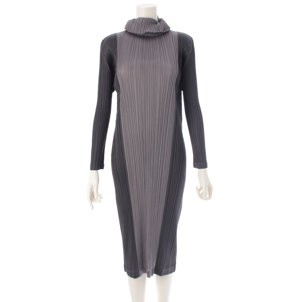 PLEATS PLEASE High neck, switching, long one piece dress PP13-JH514 gray 2