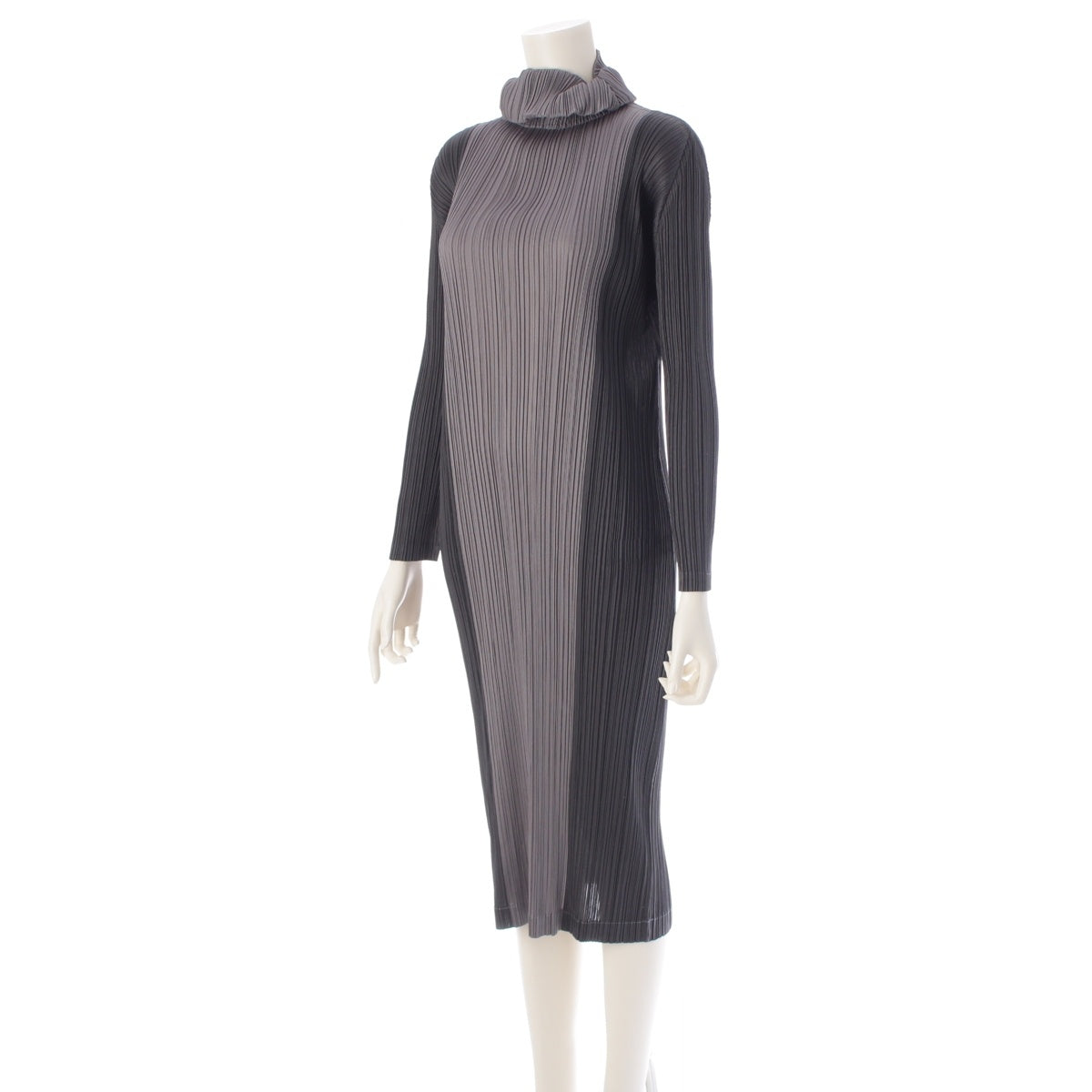 PLEATS PLEASE High neck, switching, long one piece dress PP13-JH514 gray 2