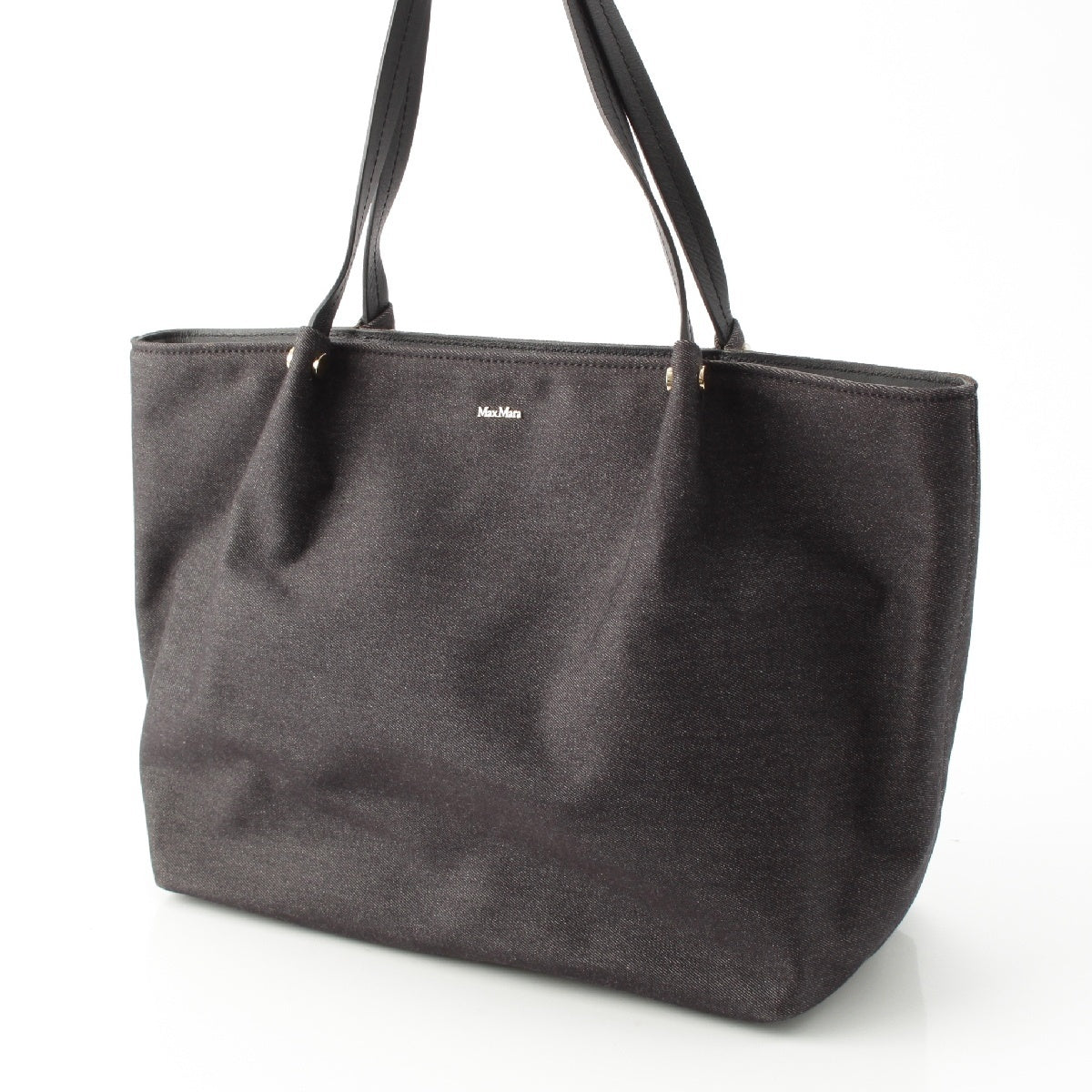 MAX MARA denim logo Tote Bag Indigo