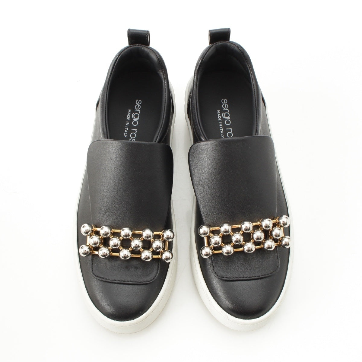 Sergio Rossi leather SR1 Bijou Pearl Slip-on sneakers B04920 black 34