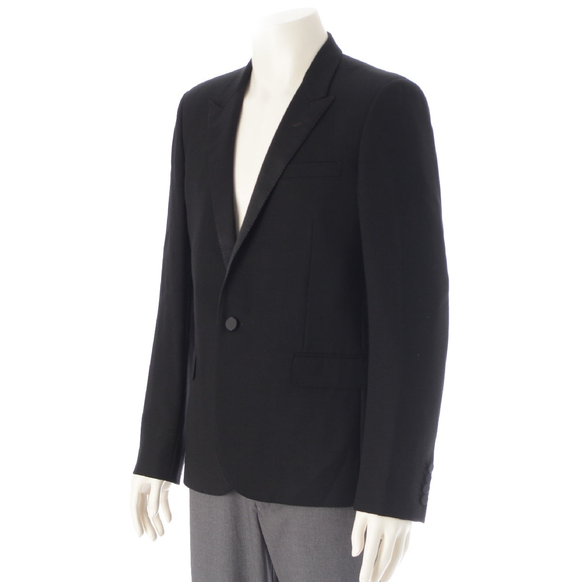 SAINT LAURENT 13Stainless Steel wool Smoking Center Vent tailored jacket 320520 black 48