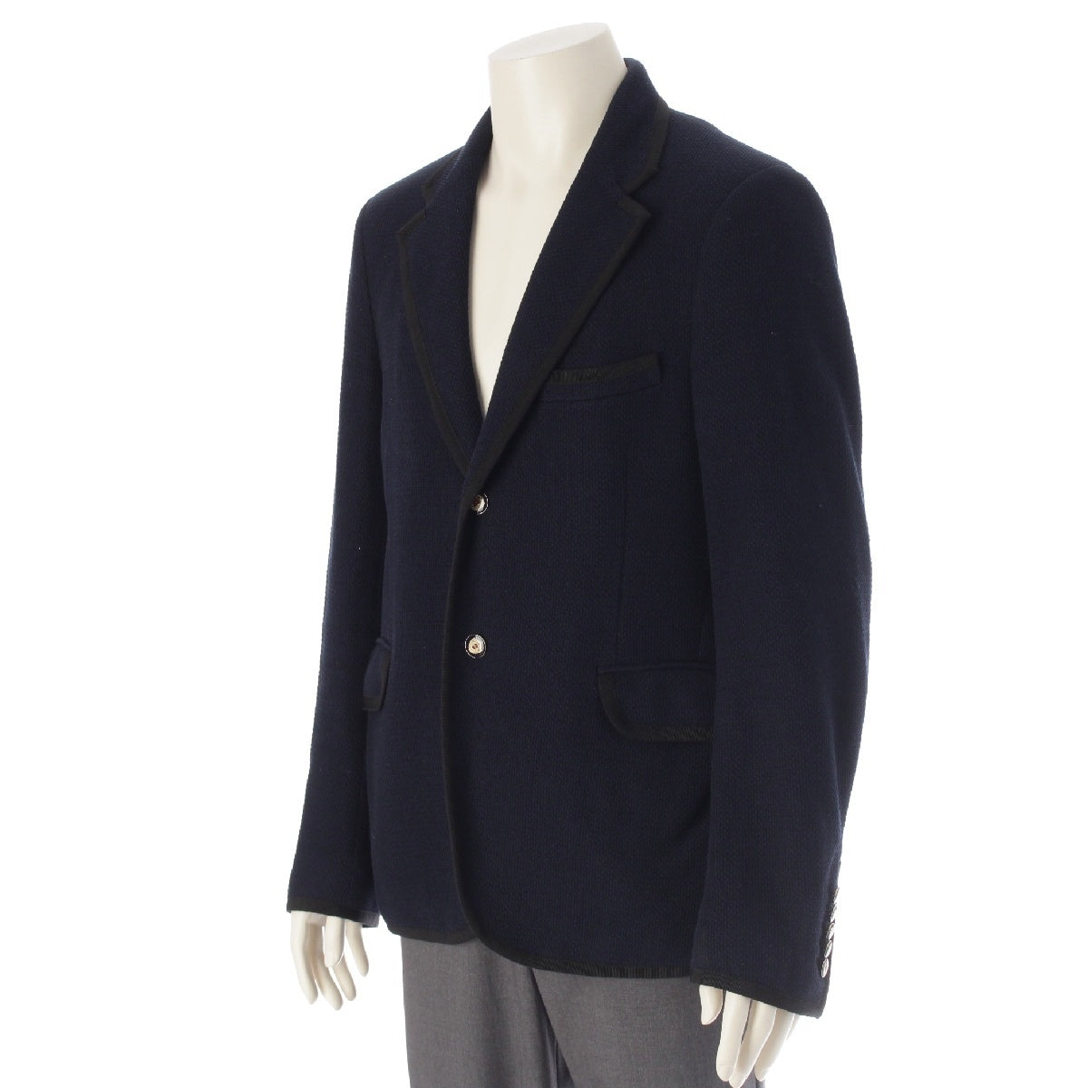 GUCCI cotton Notch lapel 2B center vent tailored jacket outer 456337 Navy 48