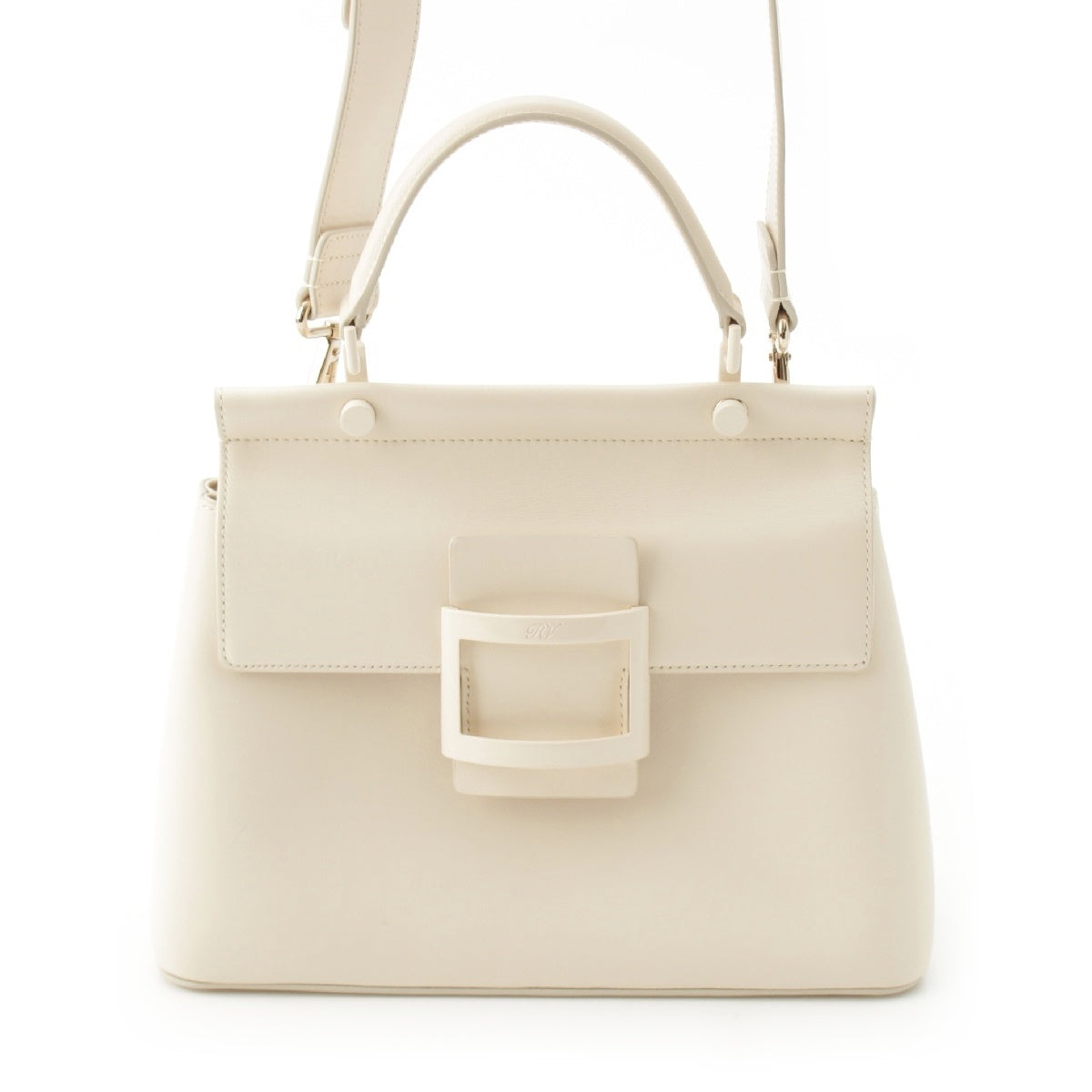 Roger Vivier Viv Hippo leather Buckle 2WAY Shoulder Handbag beige