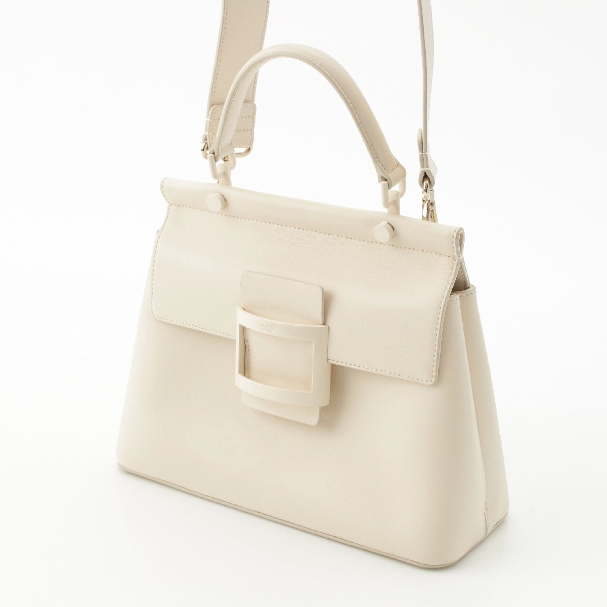 Roger Vivier Viv Hippo leather Buckle 2WAY Shoulder Handbag beige