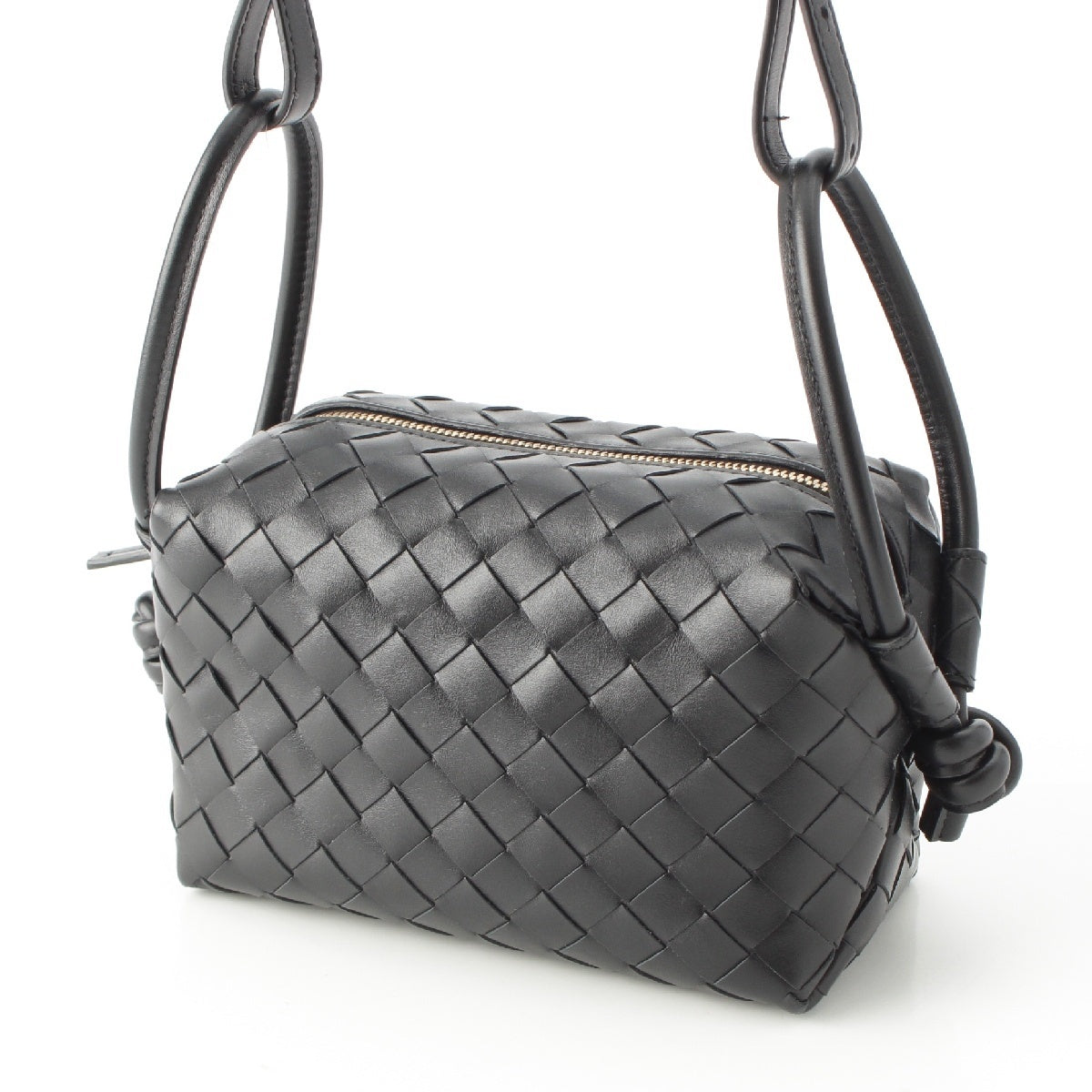 BOTTEGAVENETA leather INTRECCIATO loop top handle Shoulder Bag bag 796615 black