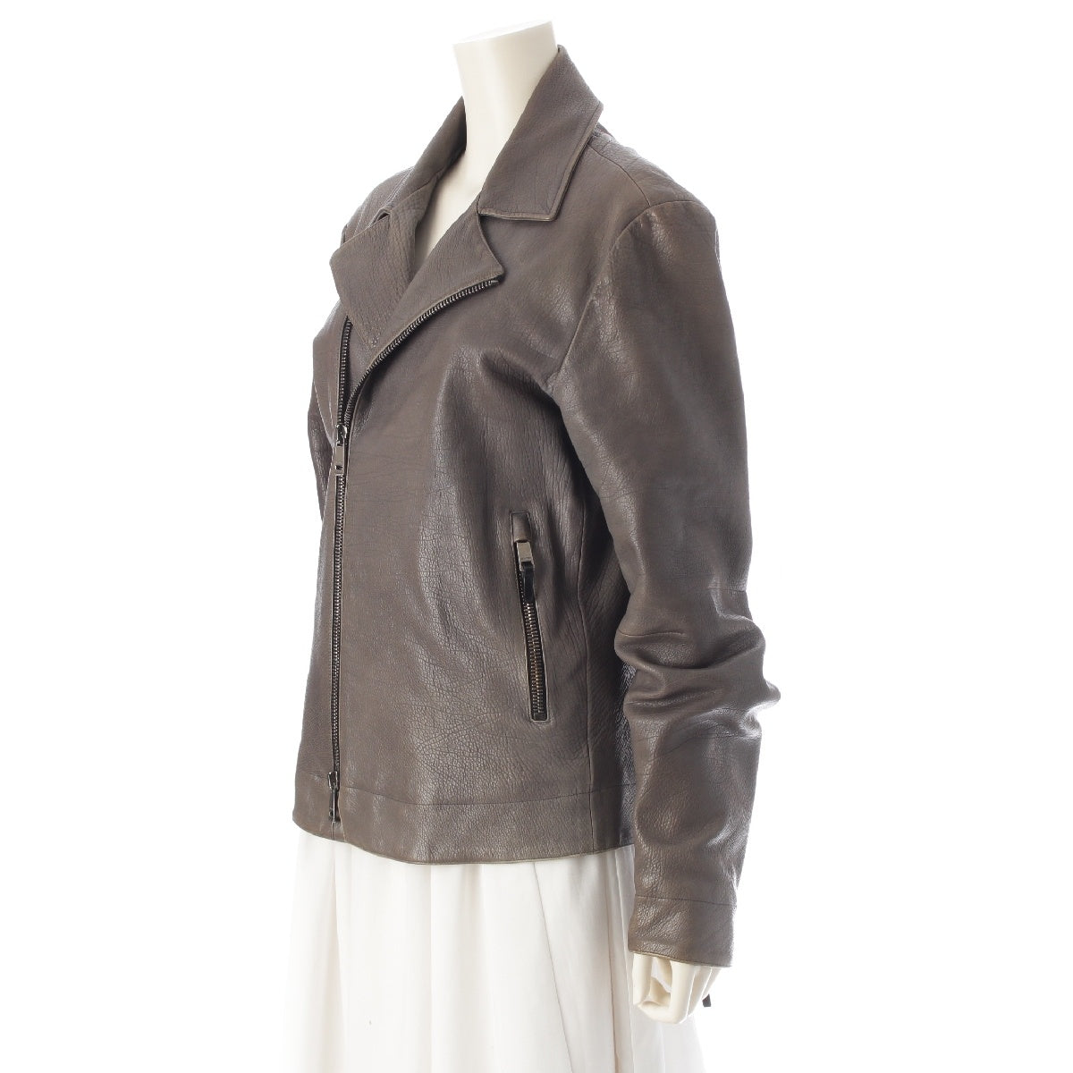 JIL SANDER leather Riders jacket outer gray 46