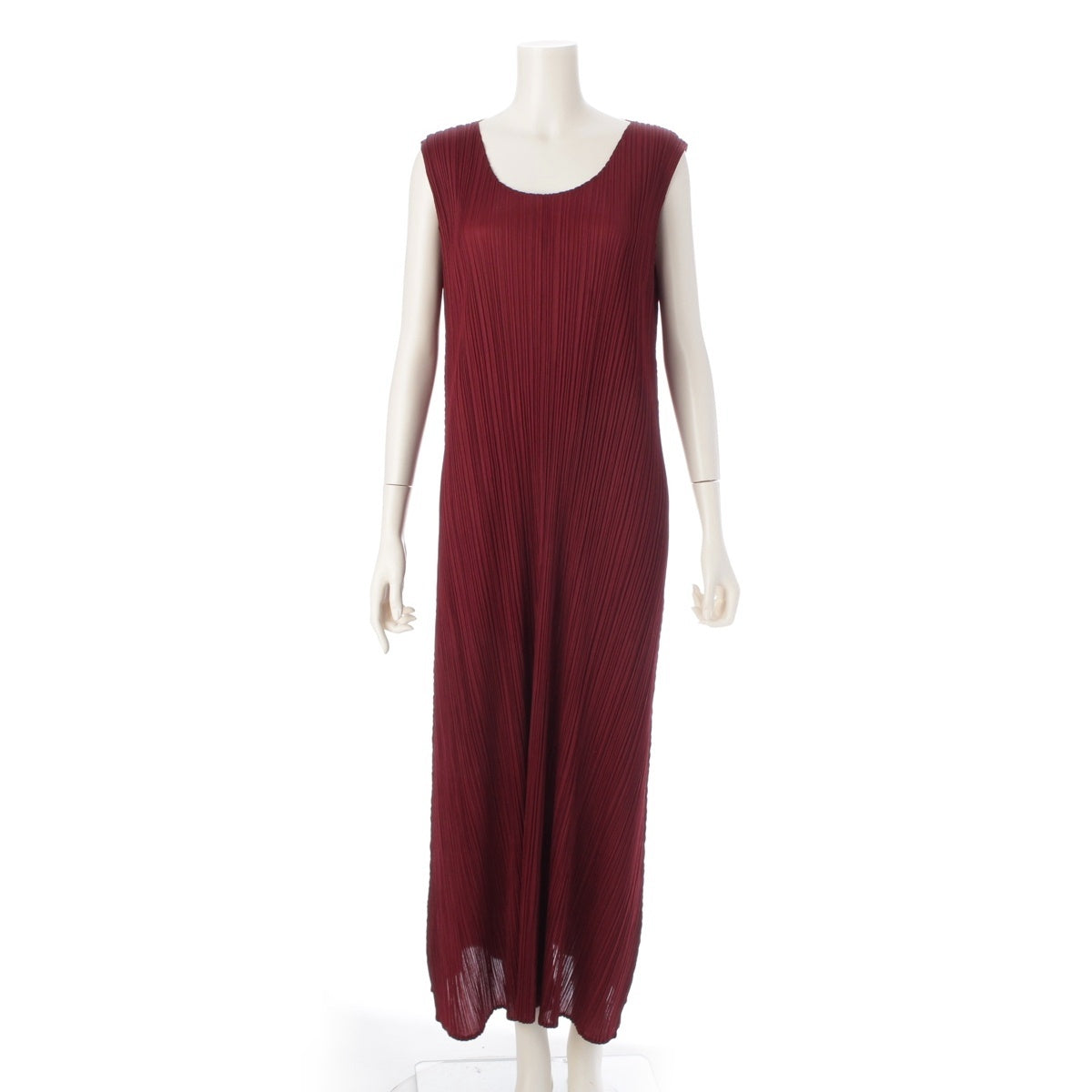 PLEATS PLEASE ISSEY  Sleeveless Long one piece PP13-JH411 Dark red 4