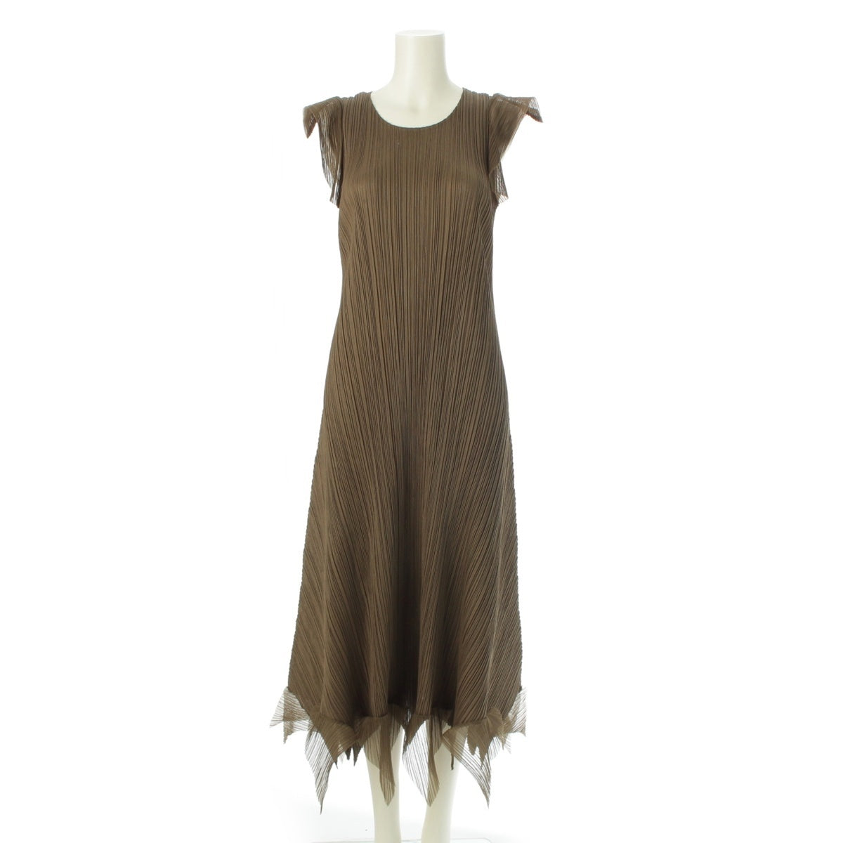 PLEATS PLEASE ISSEY  Design Sleeveless Long one piece PP61-JH613 khaki 3