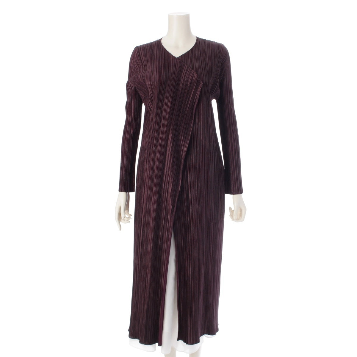 PLEATS PLEASE ISSEY  Long coat cardigan tops PP63-JA817 Bordeaux purple system 4