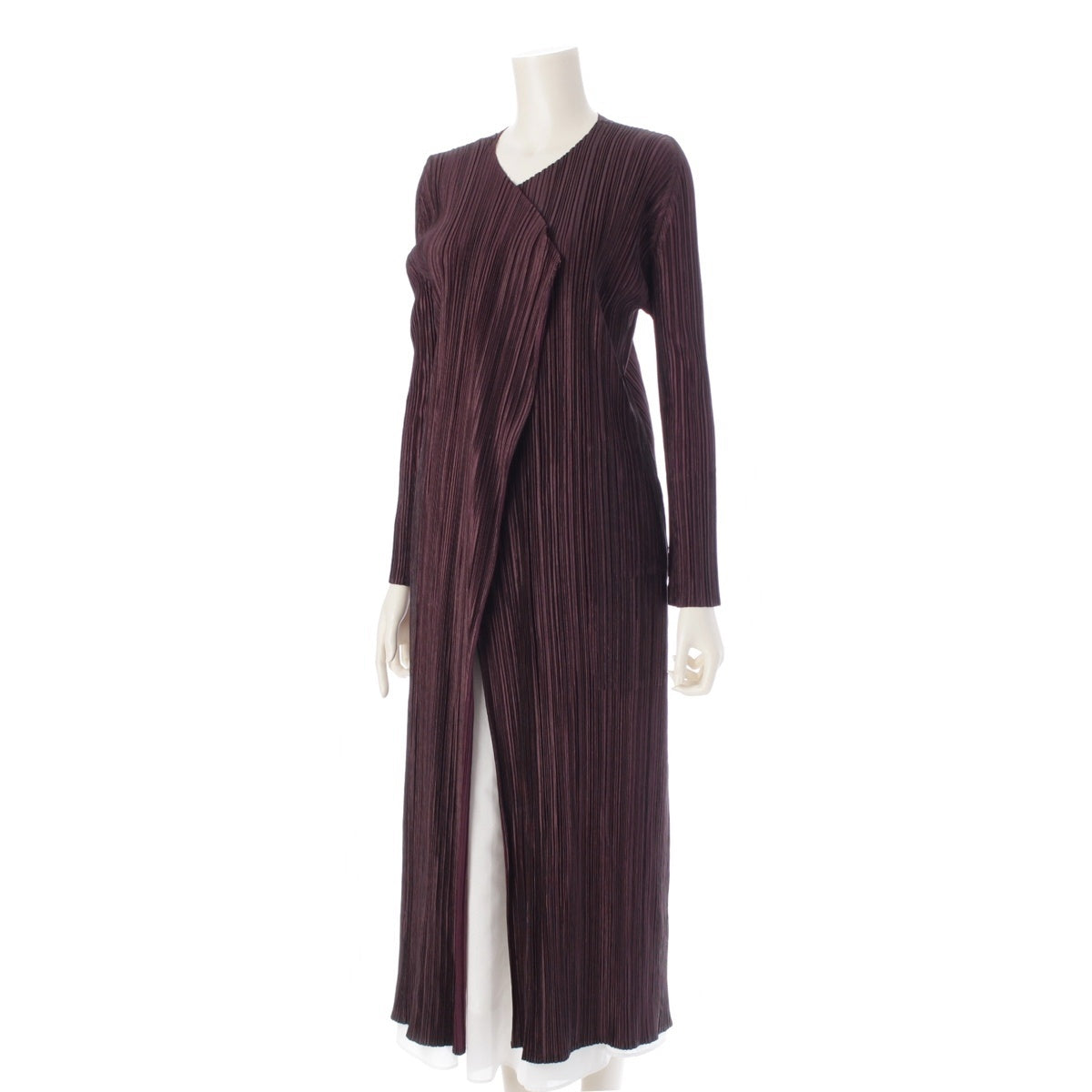 PLEATS PLEASE ISSEY  Long coat cardigan tops PP63-JA817 Bordeaux purple system 4