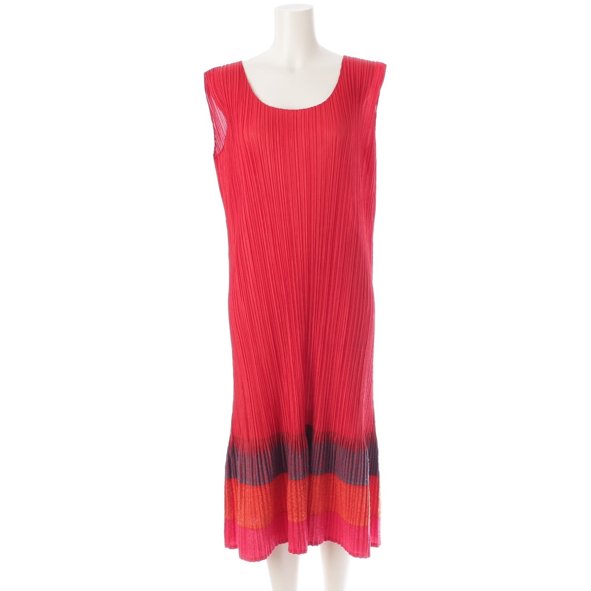 PLEATS PLEASE ISSEY  Sleeveless, brushed hem one piece Tops Long Skirts PP03-JH685 Red multicolor 4
