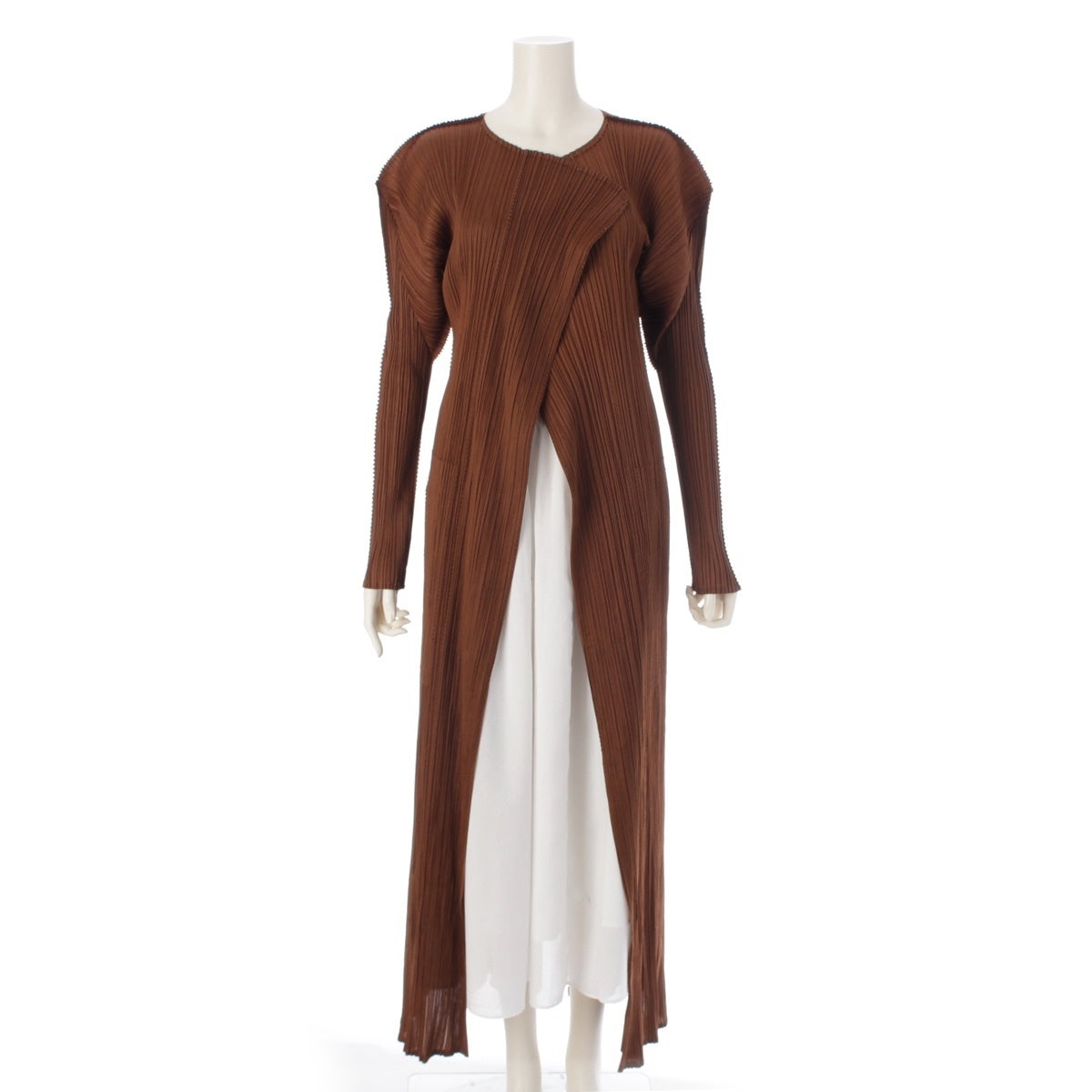 PLEATS PLEASE ISSEY  long cardigan tops PP33-JA128 Brown