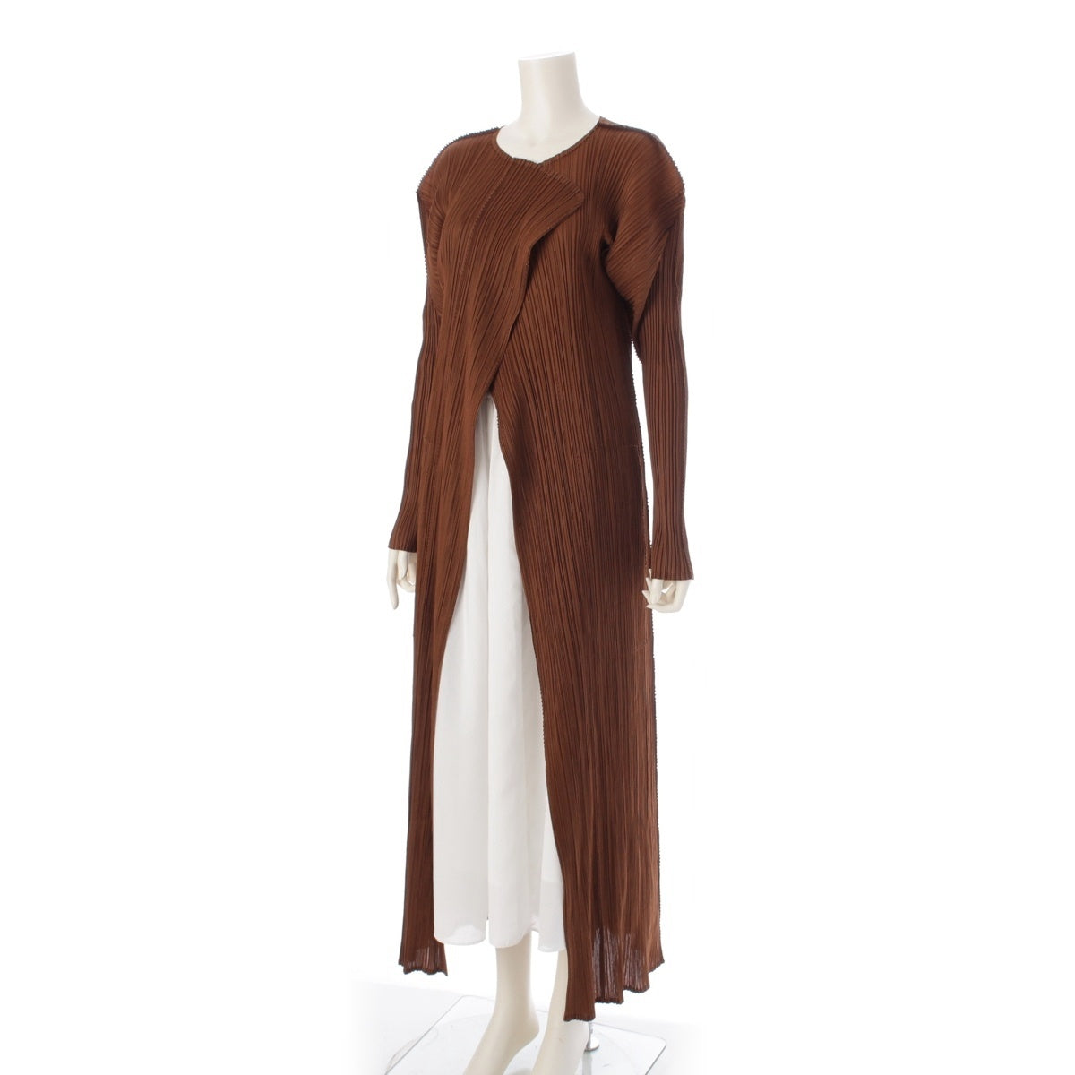 PLEATS PLEASE ISSEY  long cardigan tops PP33-JA128 Brown