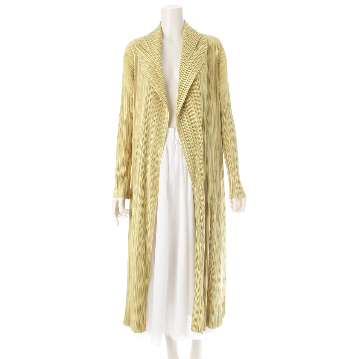 PLEATS PLEASE ISSEY  Long cardigan coat PP83-JA206 yellow 4