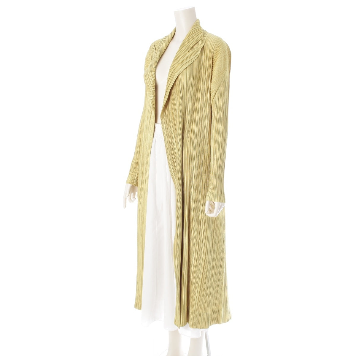 PLEATS PLEASE ISSEY  Long cardigan coat PP83-JA206 yellow 4