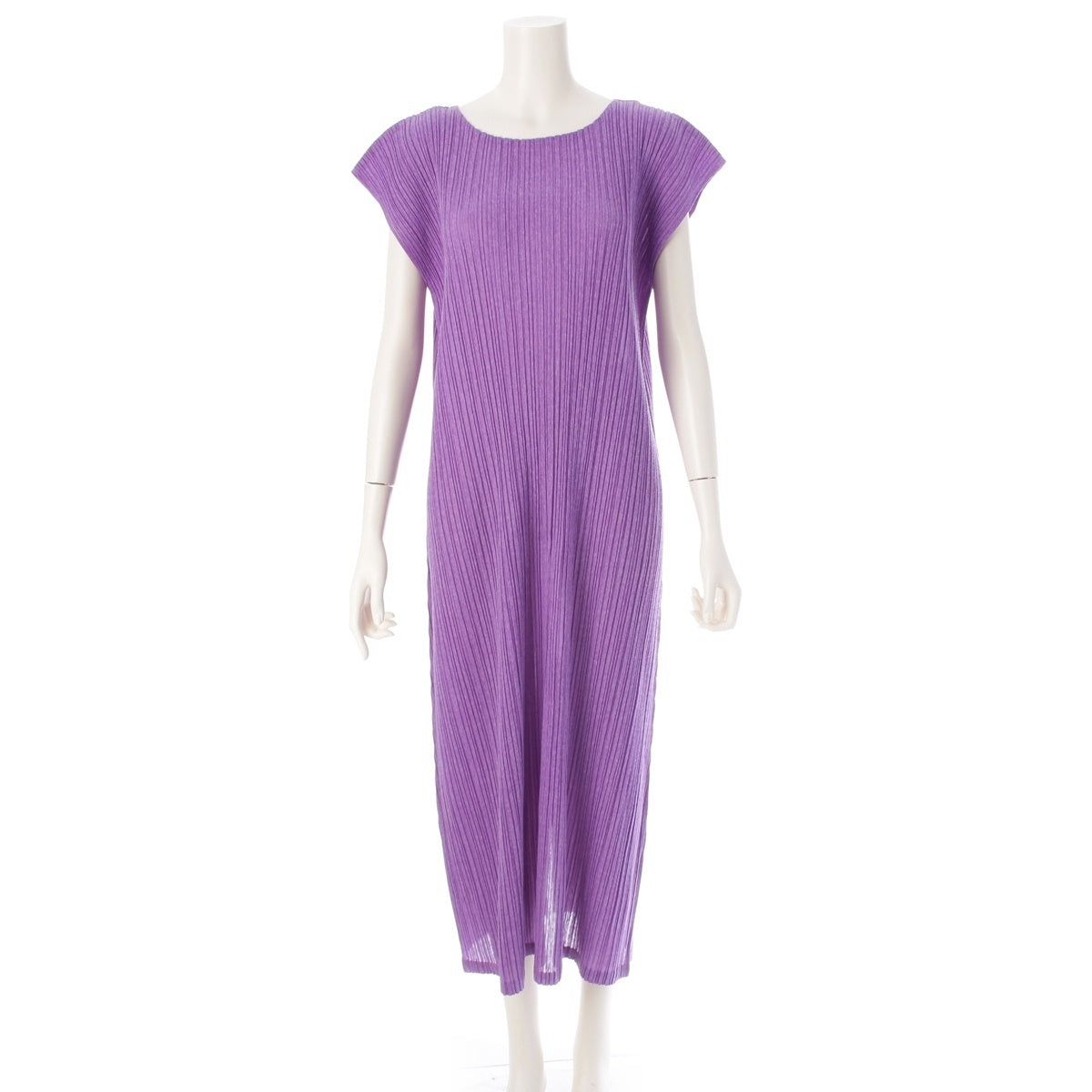 PLEATS PLEASE ISSEY  Ramie blend, unevenly dyed, crew neck, sleeveless, long one piece PP01-JH735 purple 5