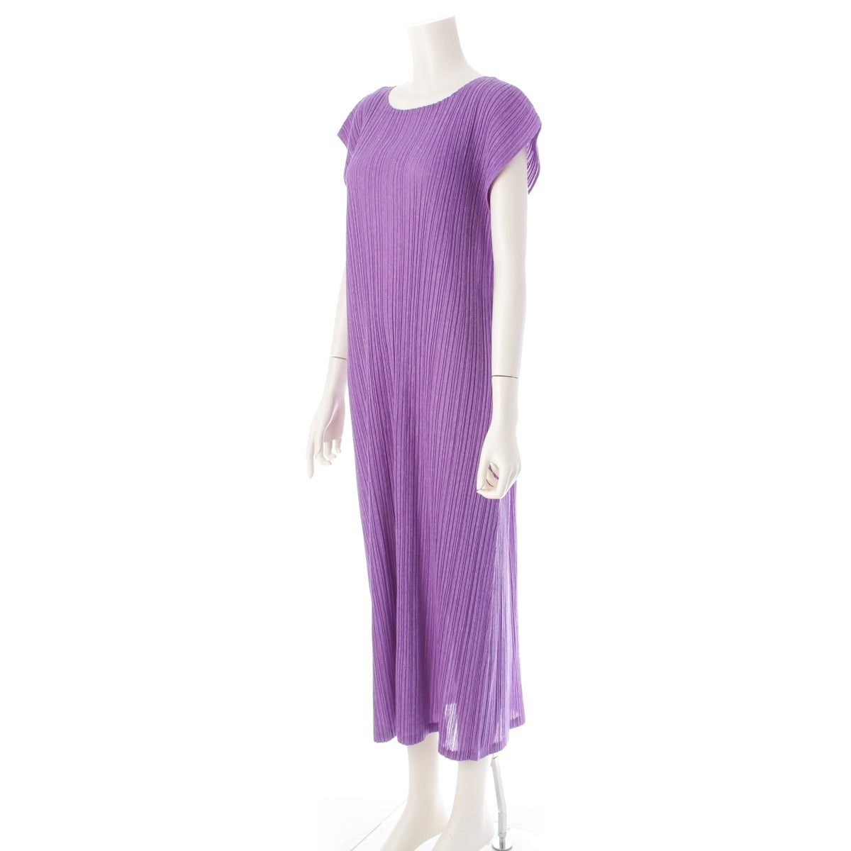 PLEATS PLEASE ISSEY  Ramie blend, unevenly dyed, crew neck, sleeveless, long one piece PP01-JH735 purple 5