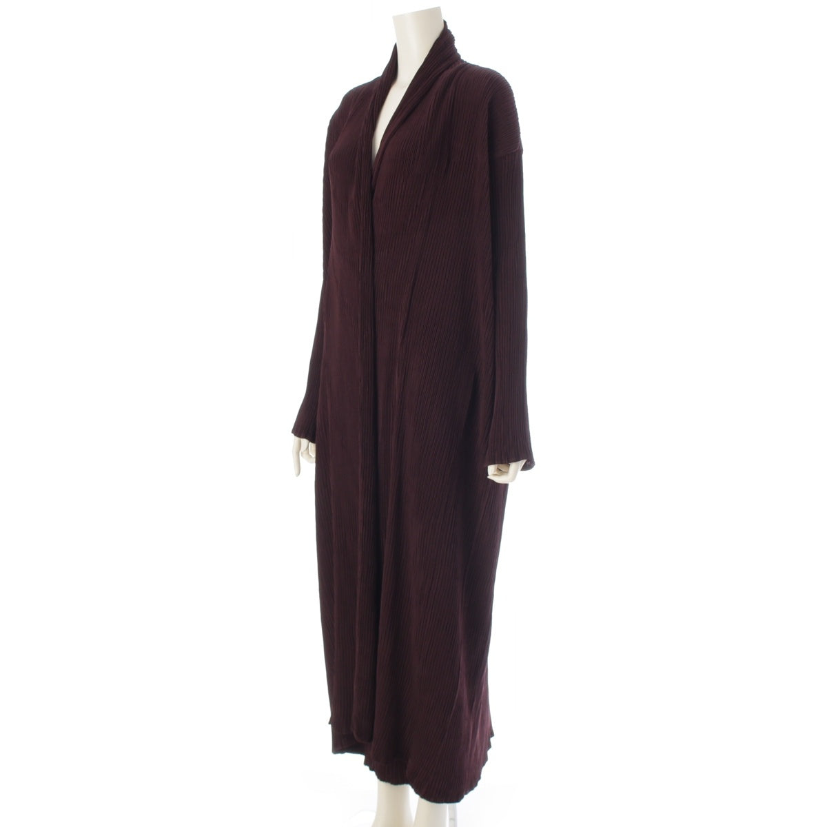 ISSEY MIYAKE Vintage Pleated Design Long Coat Skirt setup IM63-FA903 IM63-FG908 Brown Russet M