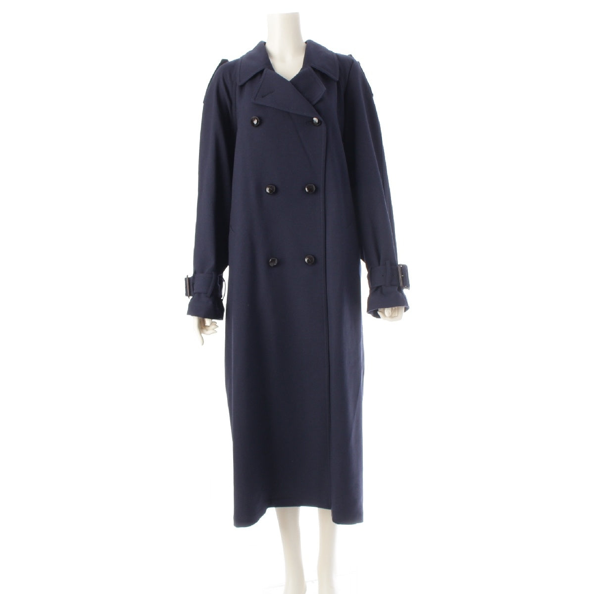GUCCI cotton Double covered button belt trench coat outer 733953 Navy 38