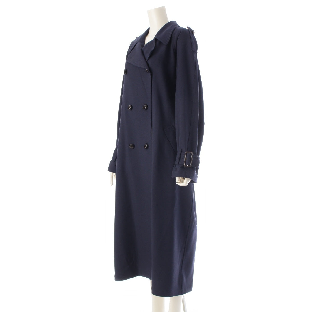 GUCCI cotton Double covered button belt trench coat outer 733953 Navy 38