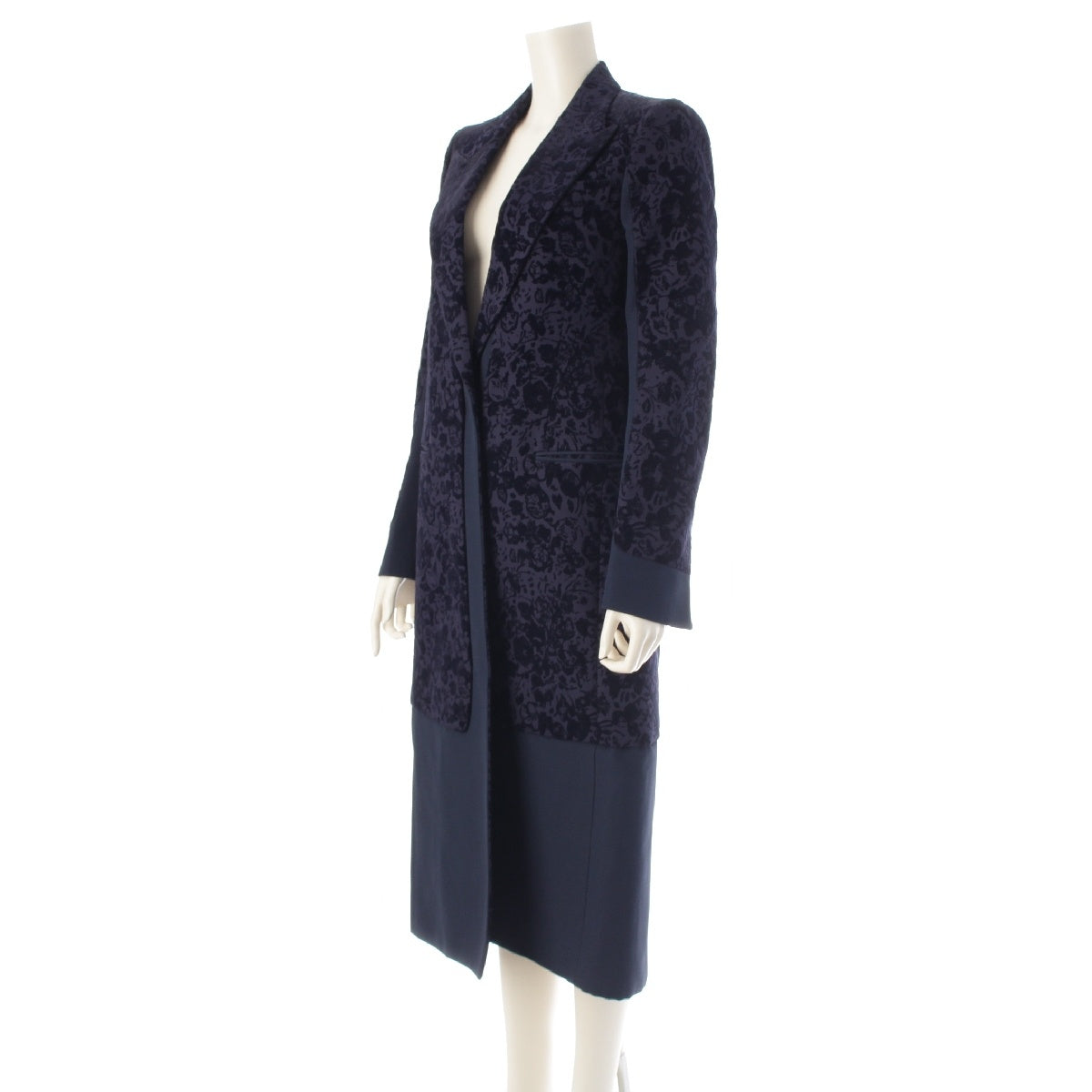 CELINE Silk blend Velour Flower coat outer 28I114525 Navy 36