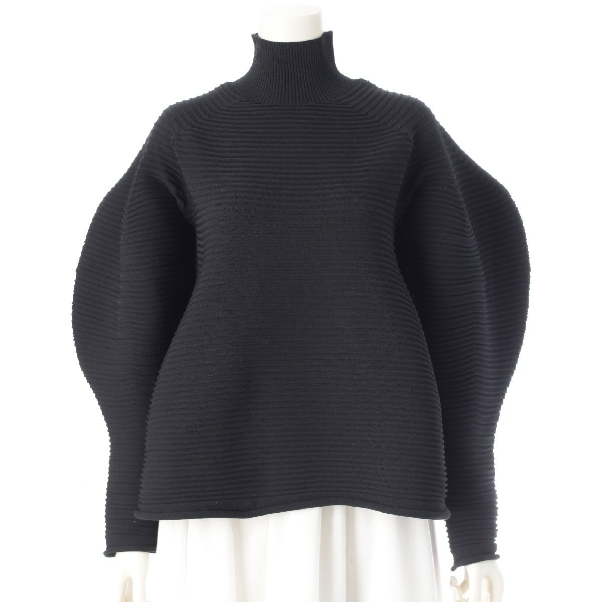 PLEATS PLEASE ISSEY  24 years POWAN KNIT Deformed High Neck knit tops PP43KK811 black