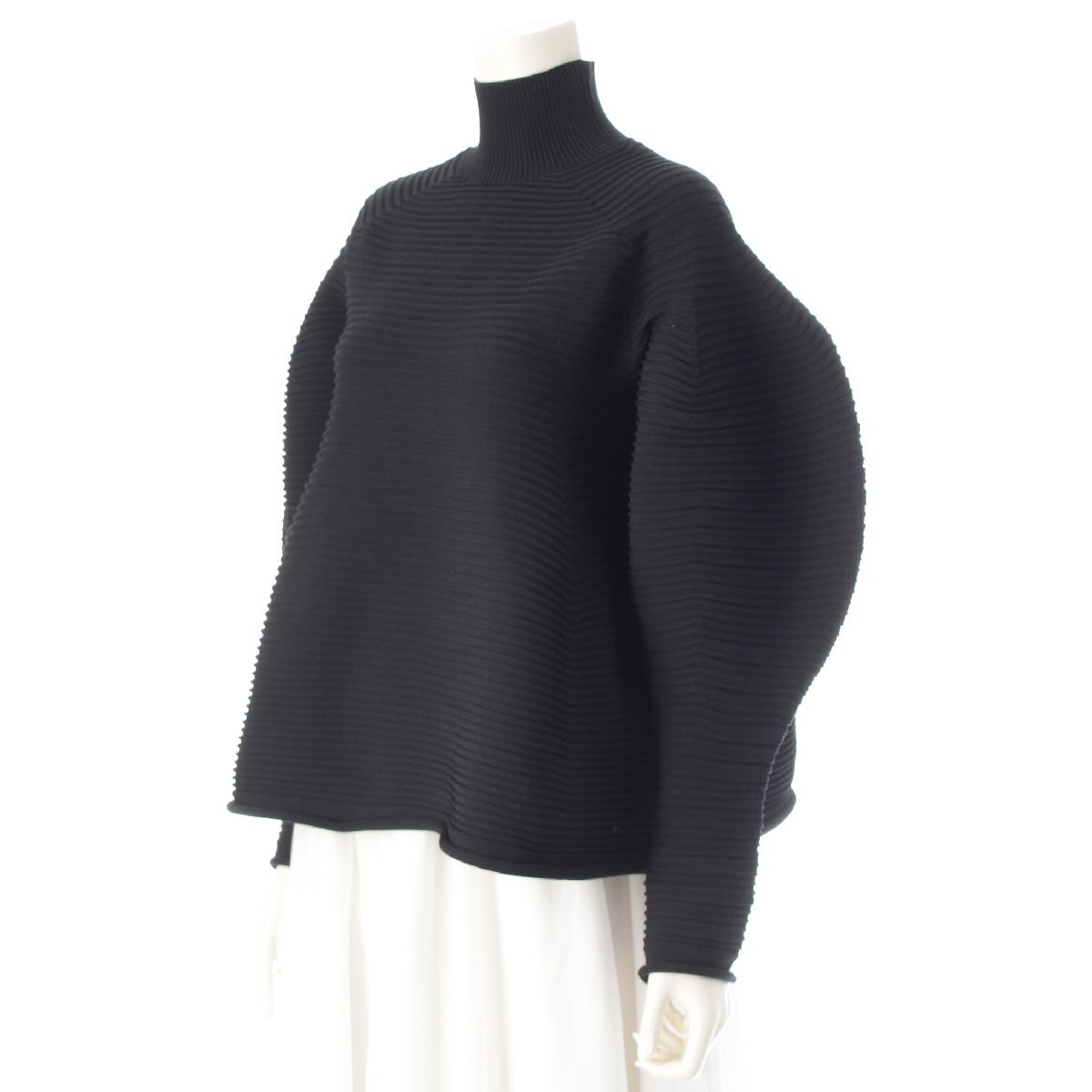 PLEATS PLEASE ISSEY  24 years POWAN KNIT Deformed High Neck knit tops PP43KK811 black