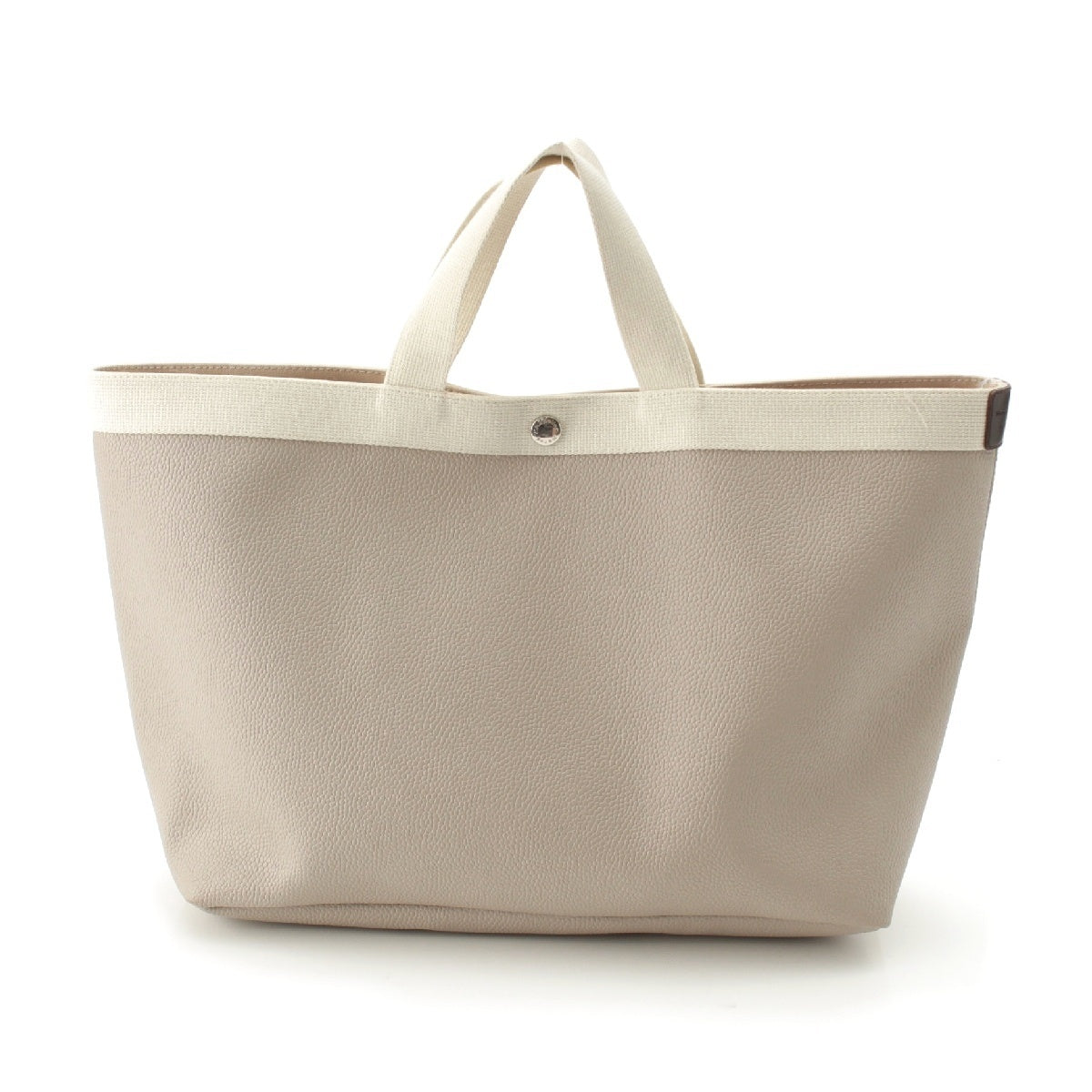 Herve Chapelier Lux Coated canvas Template Tote Bag Logo engraving Snap button closure 705GP Ivory