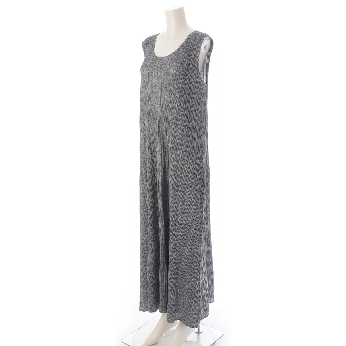 PLEATS PLEASE ISSEY  Sleeveless long all-over pattern one piece Bottoms Tops PP02-JH822 Multicolor Green Gray 5