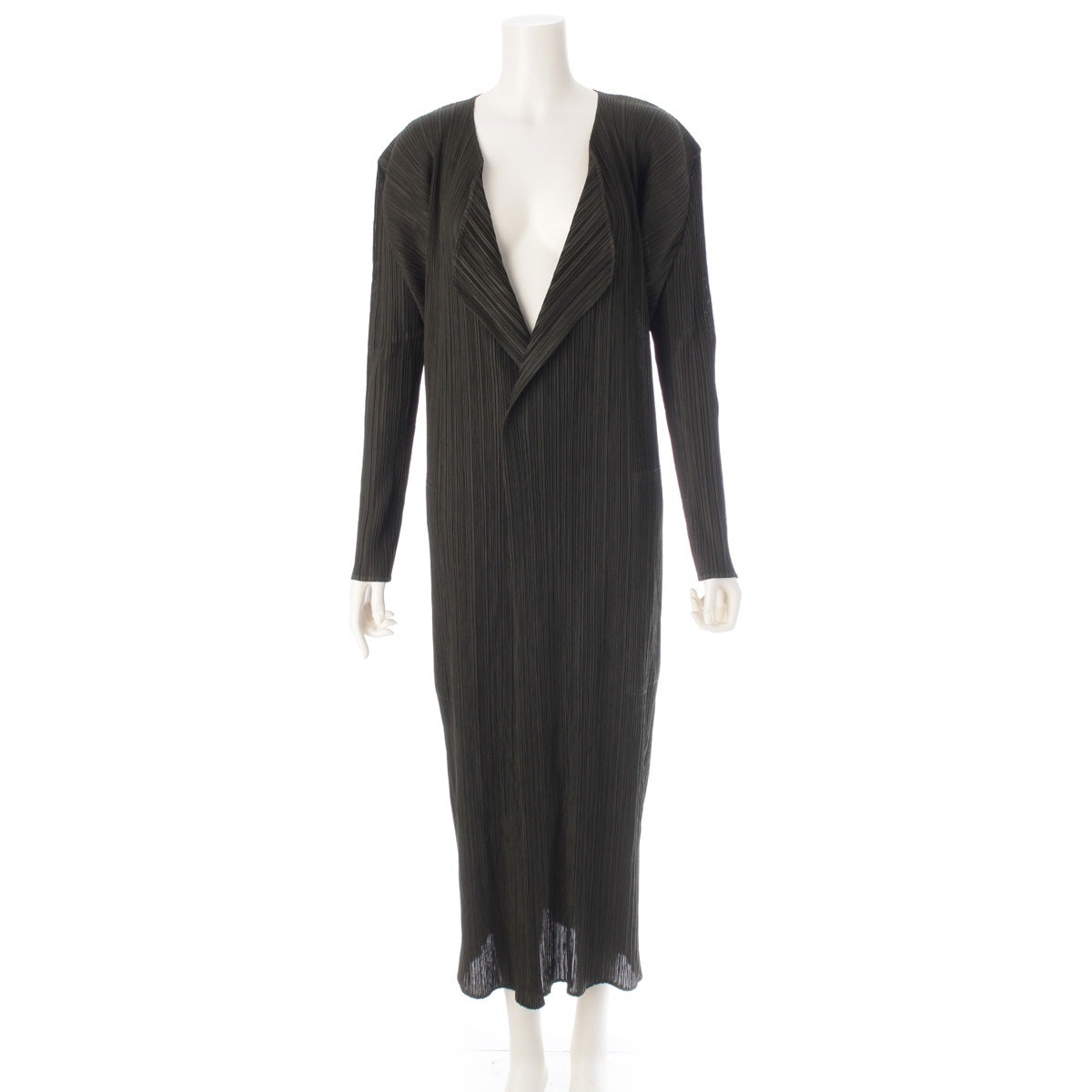 PLEATS PLEASE ISSEY  long cardigan coat PP53-JH249 Moss green 4