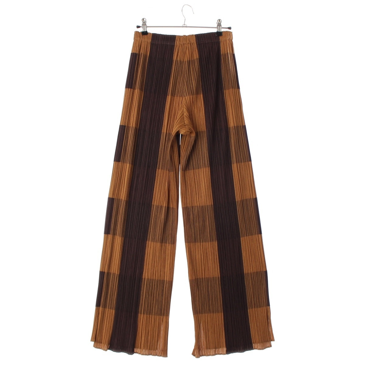 PLEATS PLEASE ISSEY  Check Wide Pants Bottoms PP03-JF501 Yellow brown 4