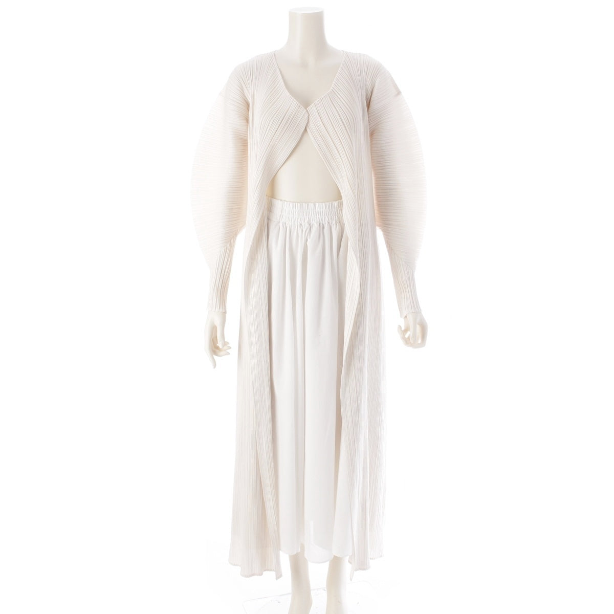 PLEATS PLEASE ISSEY  long cardigan coat off white