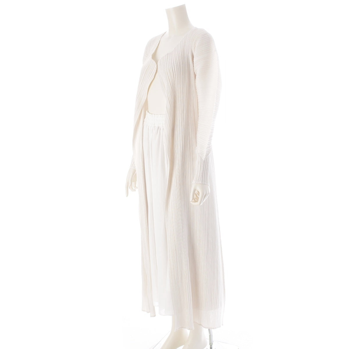 PLEATS PLEASE ISSEY  long cardigan coat off white