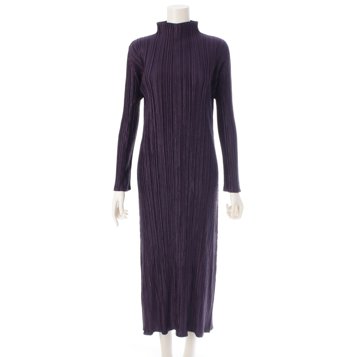 PLEATS PLEASE ISSEY  bottle neck long sleeves one piece dress PP53-JH206 purple 4