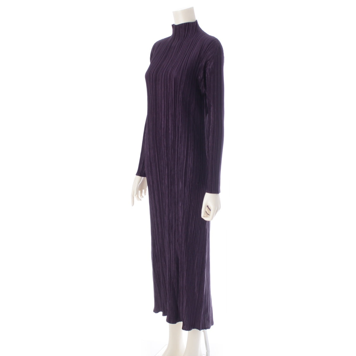 PLEATS PLEASE ISSEY  bottle neck long sleeves one piece dress PP53-JH206 purple 4