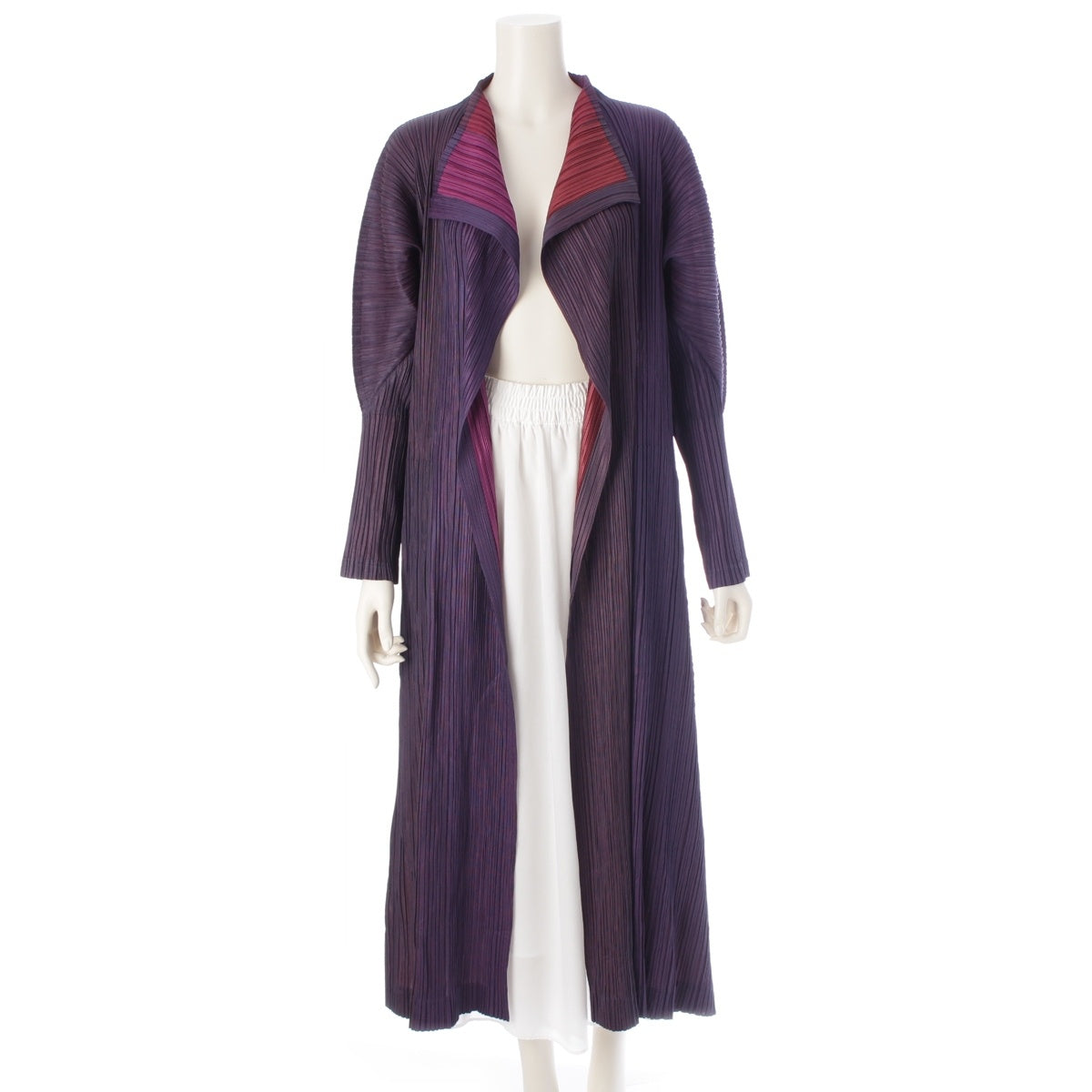 PLEATS PLEASE ISSEY  Two-tone long sleeve cardigan coat PP43-JA812 purple 4