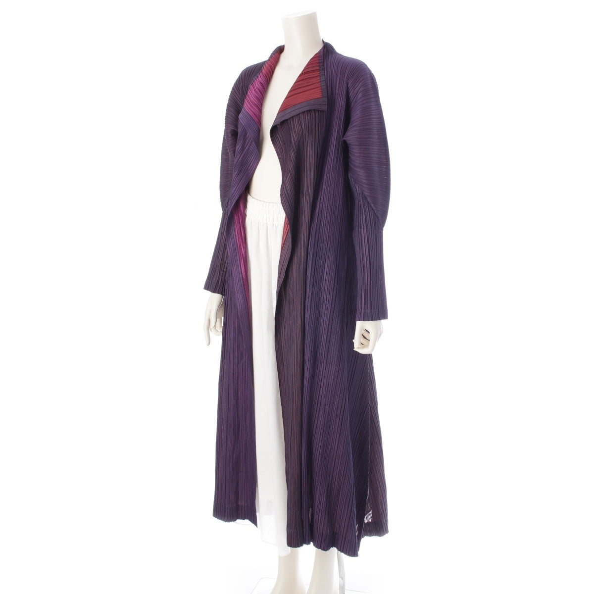 PLEATS PLEASE ISSEY  Two-tone long sleeve cardigan coat PP43-JA812 purple 4