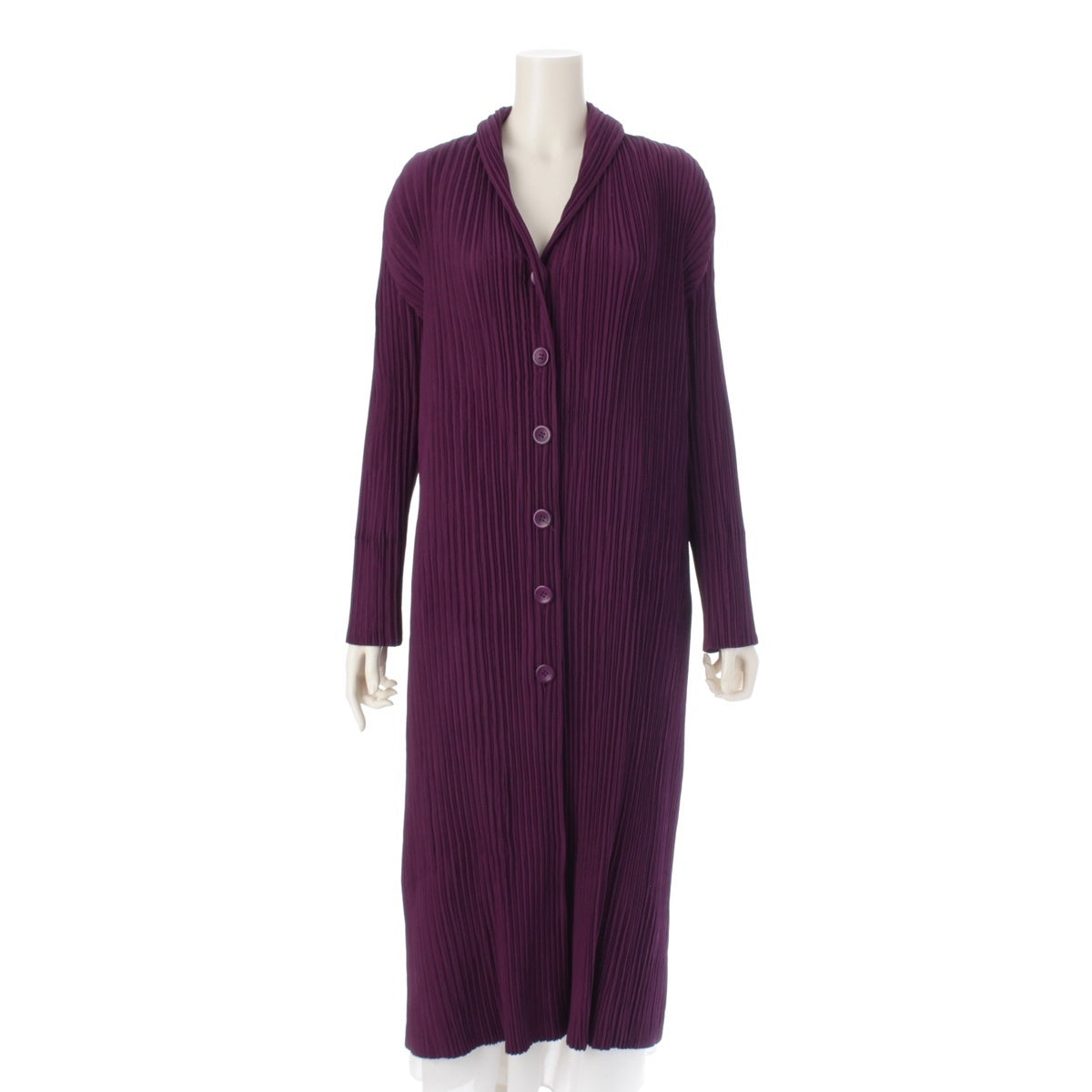 ISSEY MIYAKE Vintage Pleated Design Long Coat cardigan IM94-FA109 purple M