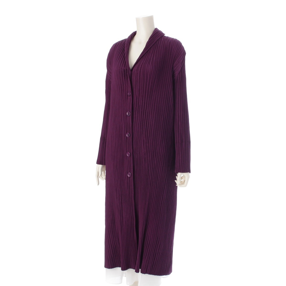 ISSEY MIYAKE Vintage Pleated Design Long Coat cardigan IM94-FA109 purple M