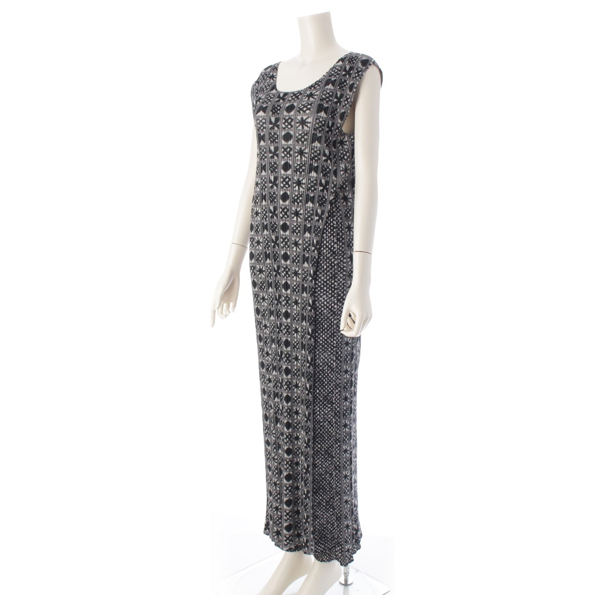 PLEATS PLEASE ISSEY All-over pattern Geometric Sleeveless one piece setup Pants PP94-JH606 / PP94-JF604 gray 4