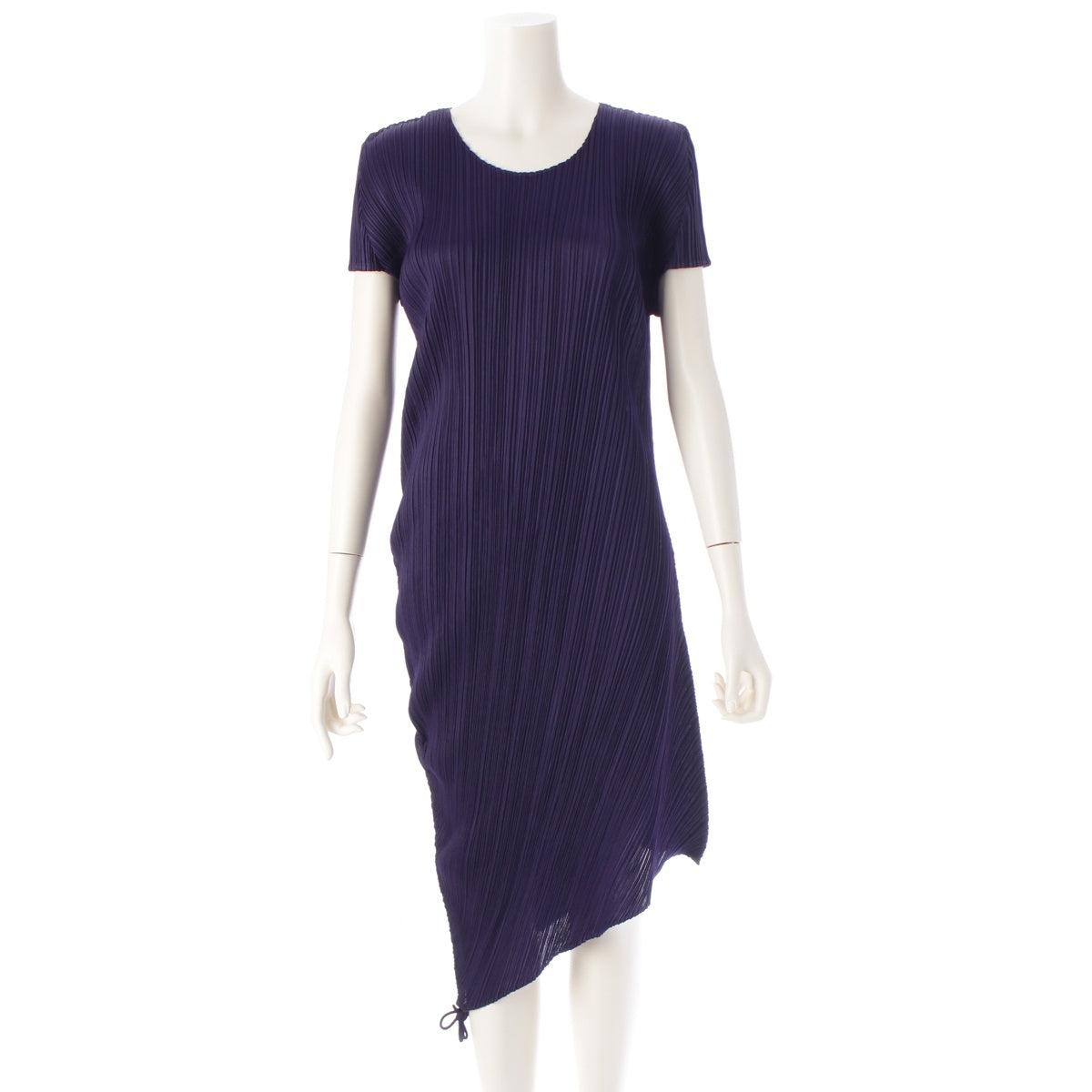 PLEATS PLEASE ISSEY  Side shirring deformation one piece Short sleeve dress PP73-JH187 Midnight Purple 5